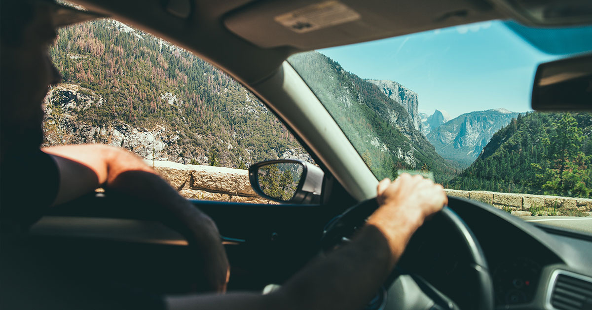 Driving through Yosemite
