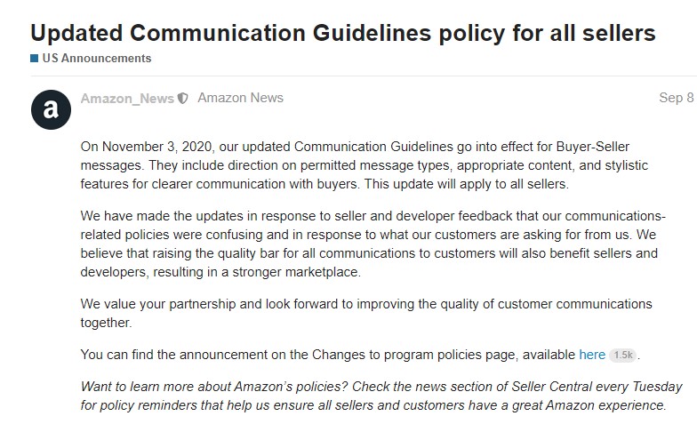 Amazonは取引コミュニケーションに関するガイドラインを正式に実施しました 解析虎の巻をご査収ください Worldfirst Japan Blog