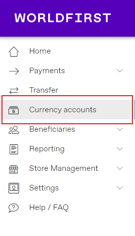 WorldFirst currency account details